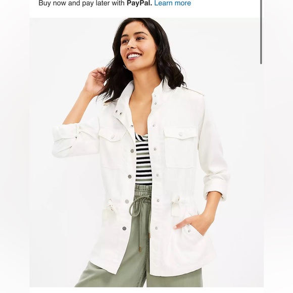 NWT LOFT PETITE Drawstring Utility Jacket - Picture 2 of 12
